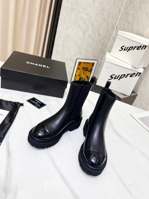 Chanel Black Leather Boots Style 0811