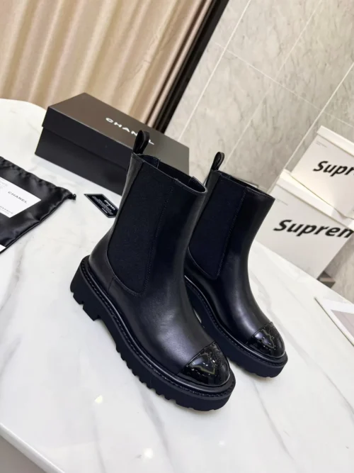 Chanel Black Leather Boots Style 0811