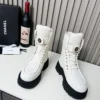 Chanel Off White Lambskin Boots Style 0815