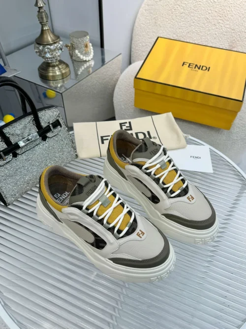 Fendi Force Brown Calfskin Sneakers Style 0032