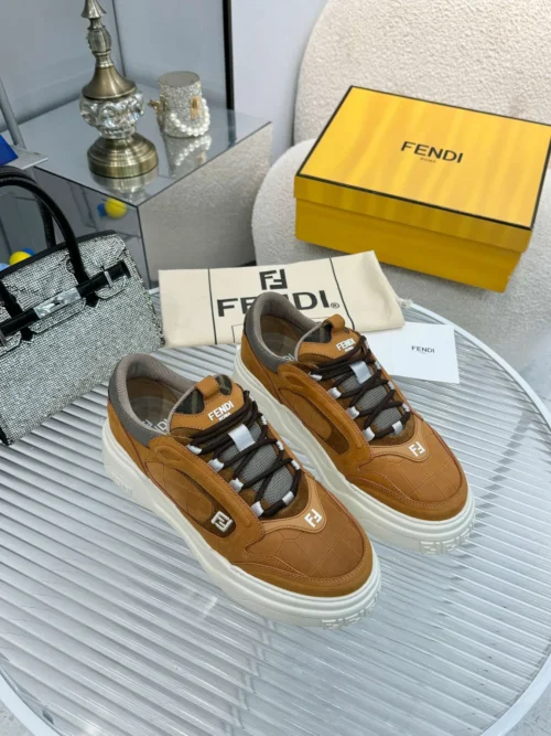 Fendi Force Brown Calfskin Sneakers