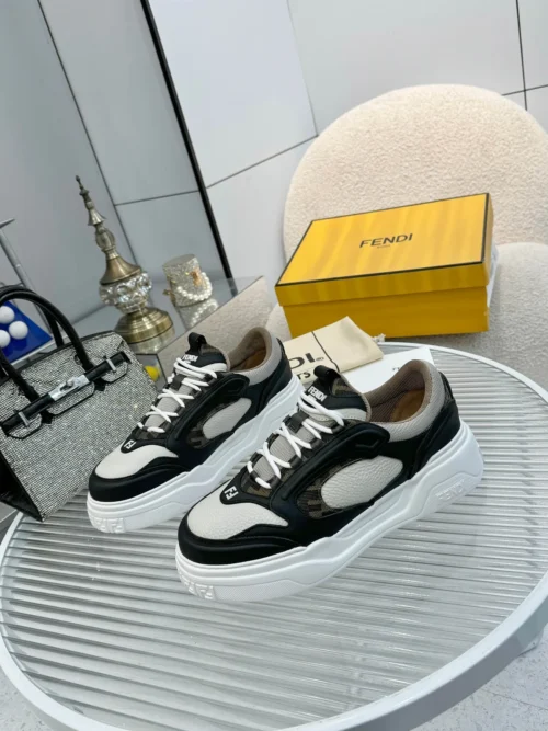 Fendi Force Brown Calfskin Sneakers Style 0034