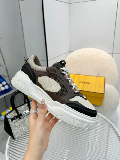Fendi Force Brown Calfskin Sneakers Style 0038