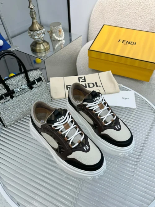Fendi Force Brown Calfskin Sneakers Style 0038