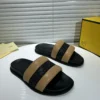Fendi Black Leather Slides Style 0052
