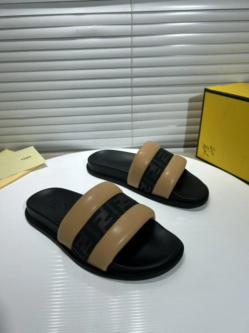 Fendi Black Leather Slides Style 0052
