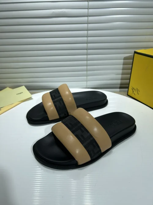 Fendi Black Leather Slides Style 0052