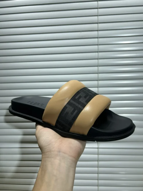 Fendi Black Leather Slides Style 0052