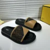 Fendi Black Leather Slides Style 0053
