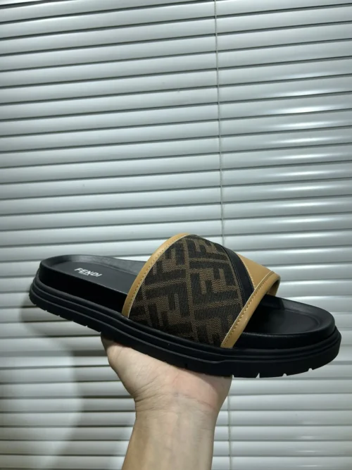 Fendi Black Leather Slides Style 0053