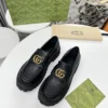 Gucci Black Lambskin Loafers Style 0105