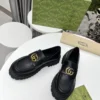 Gucci Black Lambskin Loafers Style 0105
