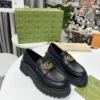Gucci Black Lambskin Loafers Style 0105