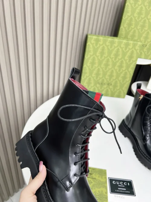 Gucci Black Lambskin Boots Style 0109