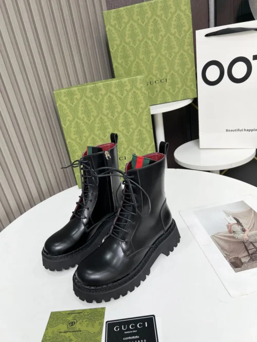 Gucci Black Lambskin Boots Style 0109