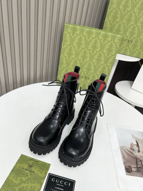 Gucci Black Lambskin Boots Style 0109