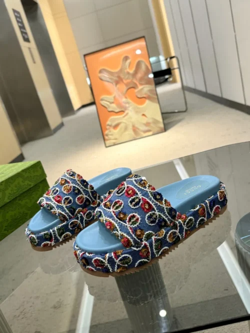 Gucci Lambskin Slides Style 0136