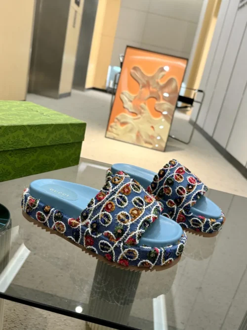 Gucci Lambskin Slides Style 0136