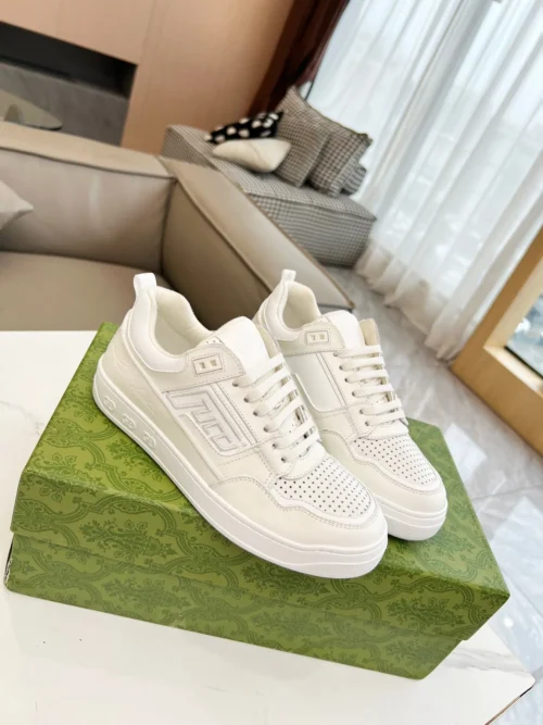 Gucci Off White Leather Sneakers Style 0137
