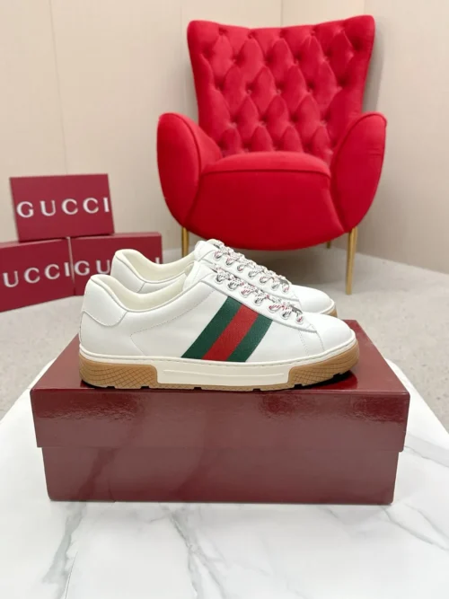 Gucci Ace Brown Leather Sneakers Style 0144
