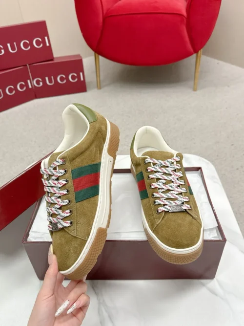 Gucci Ace Brown Leather Sneakers Style 0146