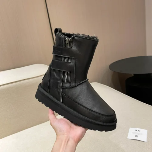 UGG Black Leather Boots Style 0267